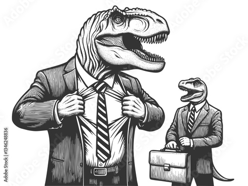 T-Rex Businessman boss in Suit vector illustration
