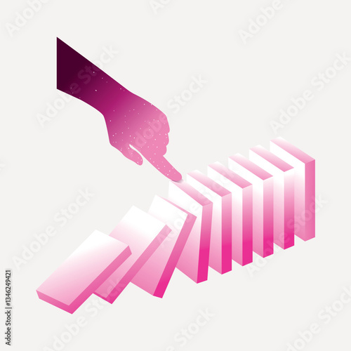 Domino effect initiated by touch vector