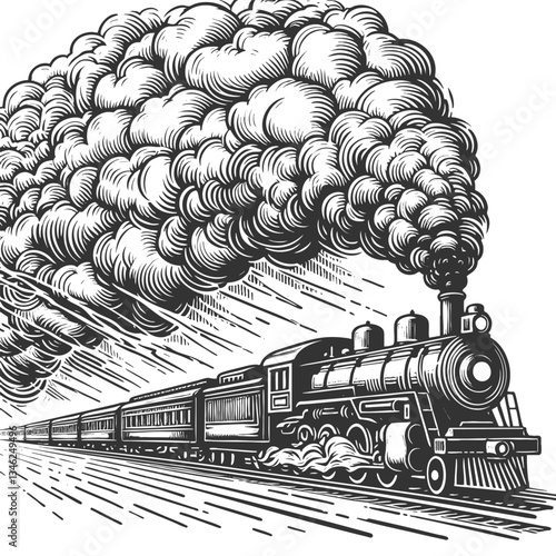 Steam Train Billowing Smoke vector illustration