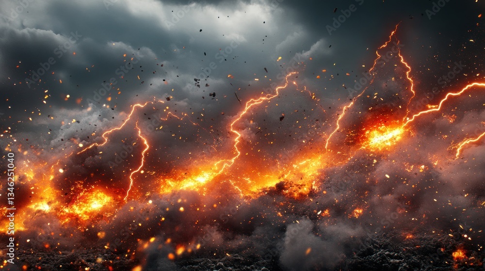 Apocalyptic firestorm landscape, digital art Apocalyptic firestorm landscape, digital art