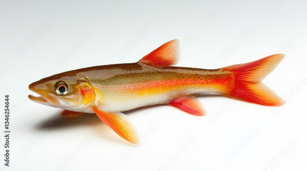 Fototapeta premium Arctic Char Fish - Scorching Trout Salmon Isolated on White Background