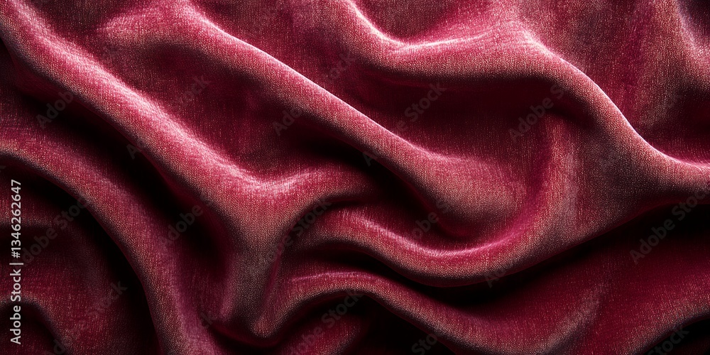 Fototapeta premium Luxurious Red Velvet Fabric Draped Texture Background Elegant Burgundy Textile Close Up
