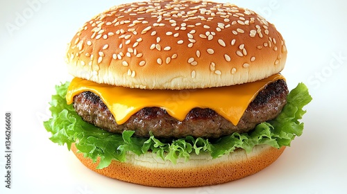 Juicy Cheeseburger: Sesame Bun, Melted Cheese, and Crisp Lettuce