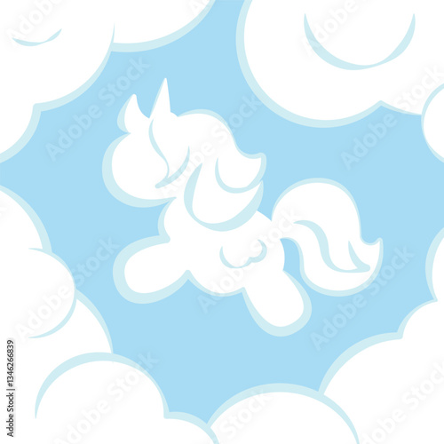 Unicorn Shaped Cloud. Cute Children's Illustration