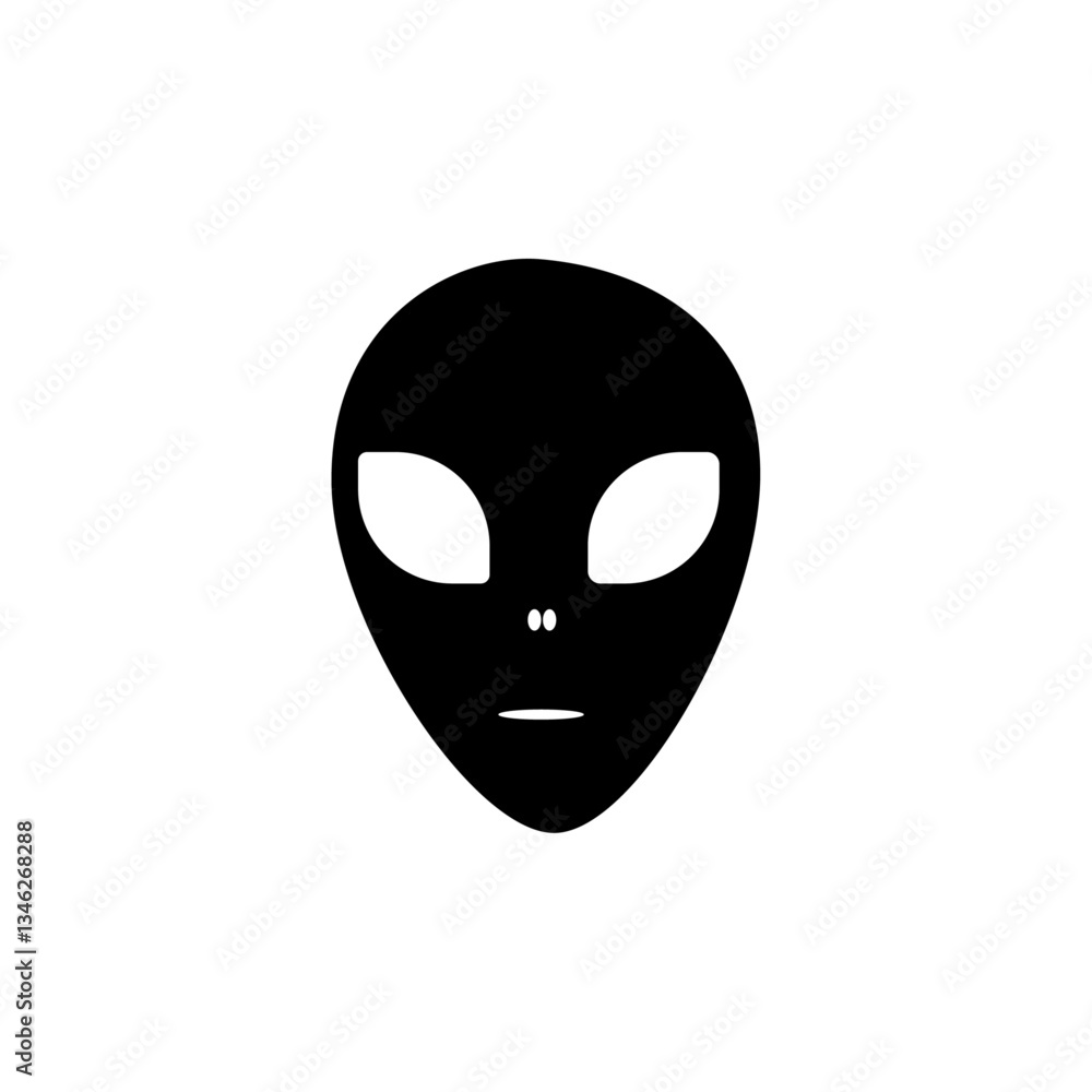 Alien face or head symbol flat icon for apps Alien face or head symbol flat icon for apps
