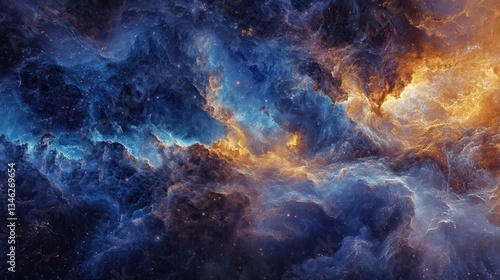 GHK Cu Copper Peptide: A Vast Cosmic Nebula Swirling in Vibrant Colors and Mystical Patterns