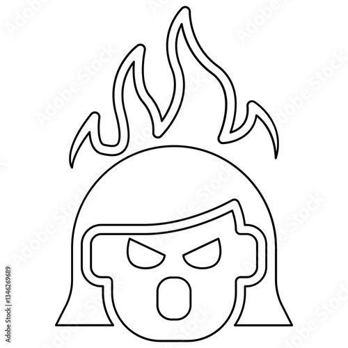 Angry woman icon in line style