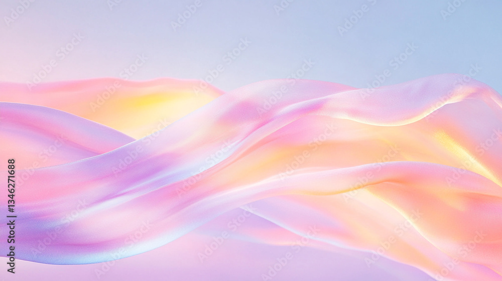 Obraz premium 幻想的に舞うパステルカラーのシルクの波