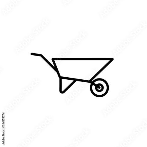 Wheelbarrow garden tool on a minimalistic background