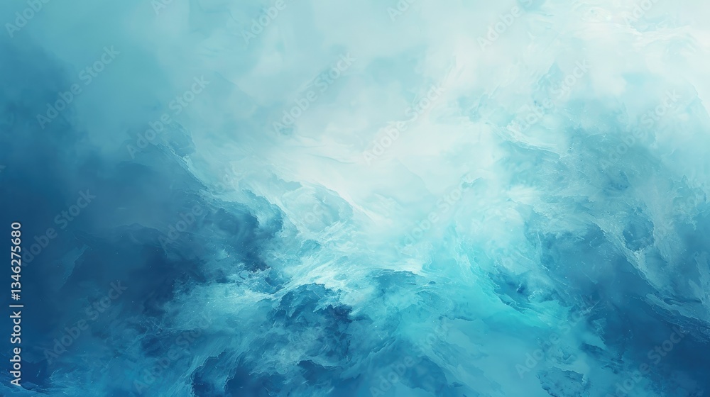 Flowing fabric like abstract shapes in soft pastel colors. Abstract artwork of blue flowing fabric pattern floating with smooth texture. Fluid or liquid design. Digital art for serene design. AIG51.