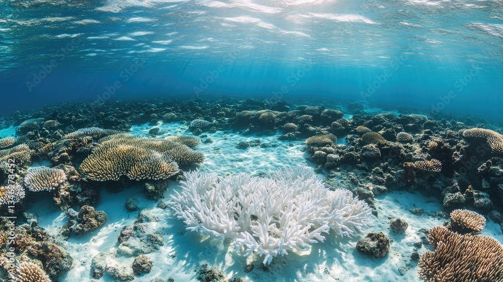 Fototapeta premium Underwater Scene Showing Coral Reefs with Vibrant Marine Life