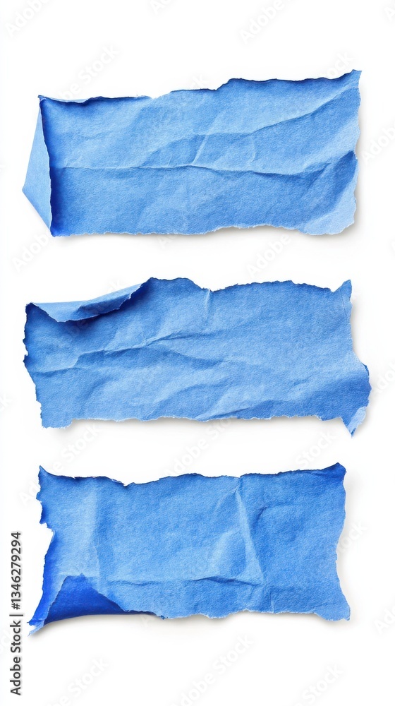 Three Torn Blue Paper Strips Three Torn Blue Paper Strips