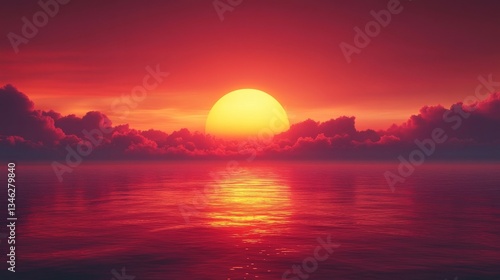 Golden Orb Over Tranquil Sea