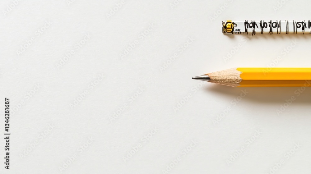 Yellow Pencil and Pencil Sharpener on a Clean White Background Yellow Pencil and Pencil Sharpener on a Clean White Background