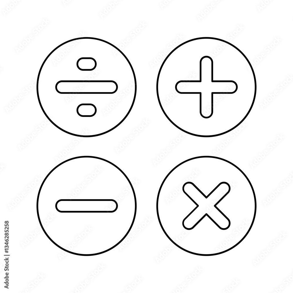 Obraz premium Math symbol icon in line style