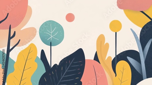 Colorful Abstract Nature Background with Floral Design.