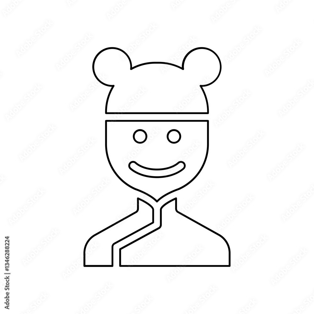 Chinese girl icon in line style Chinese girl icon in line style
