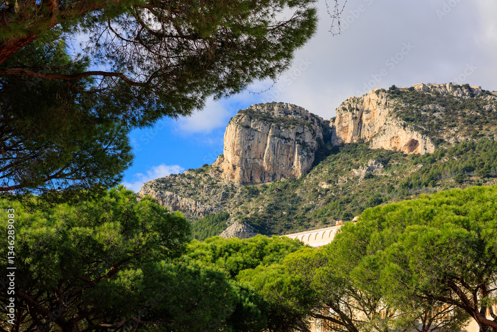 Fototapeta premium Tete de chien mountain at Monaco, view from the Palace.