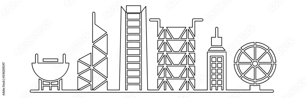 Hong kong landmark Graphic Background in line style