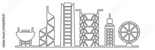 Hong kong landmark Graphic Background in line style