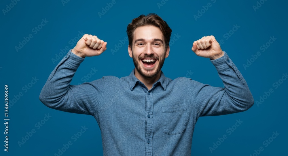 Naklejka premium Excited man celebrates success.