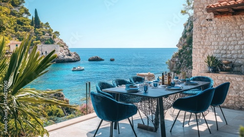 Coastal patio dining, stunning ocean view