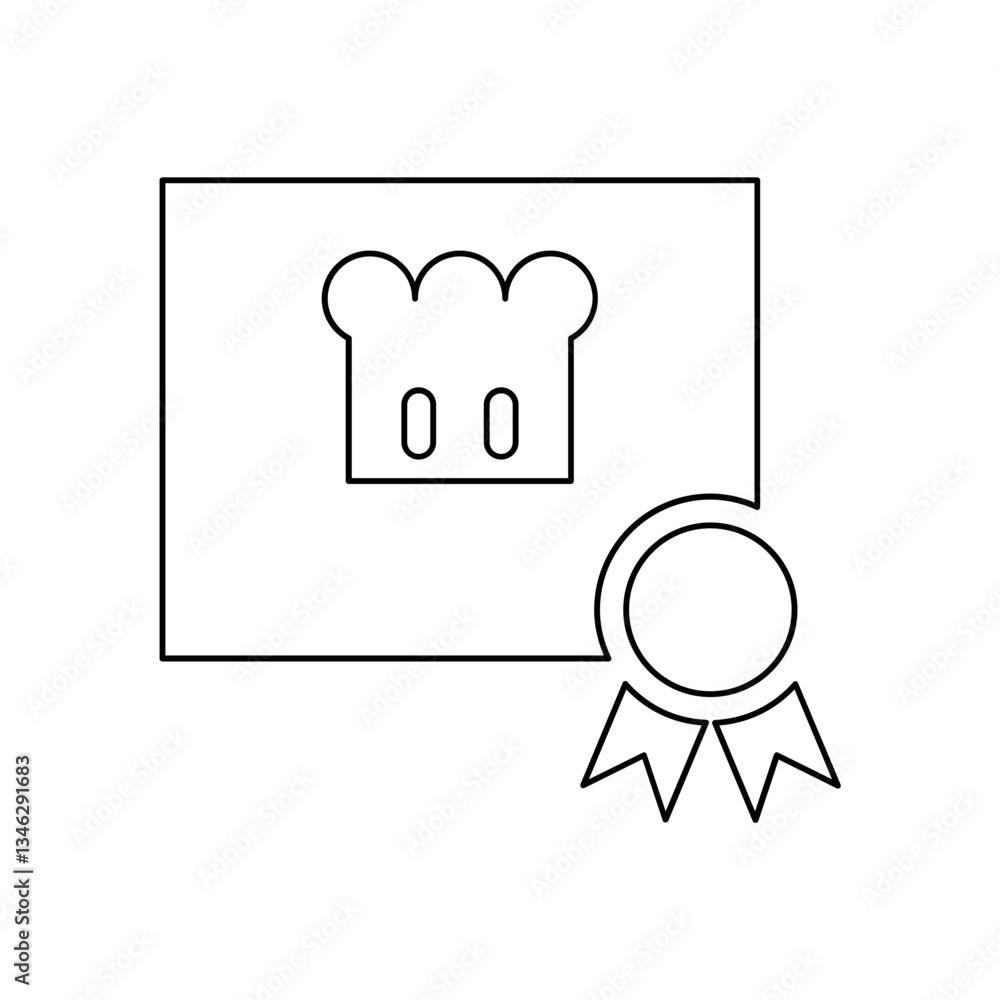 Chef certificate icon in line style Chef certificate icon in line style