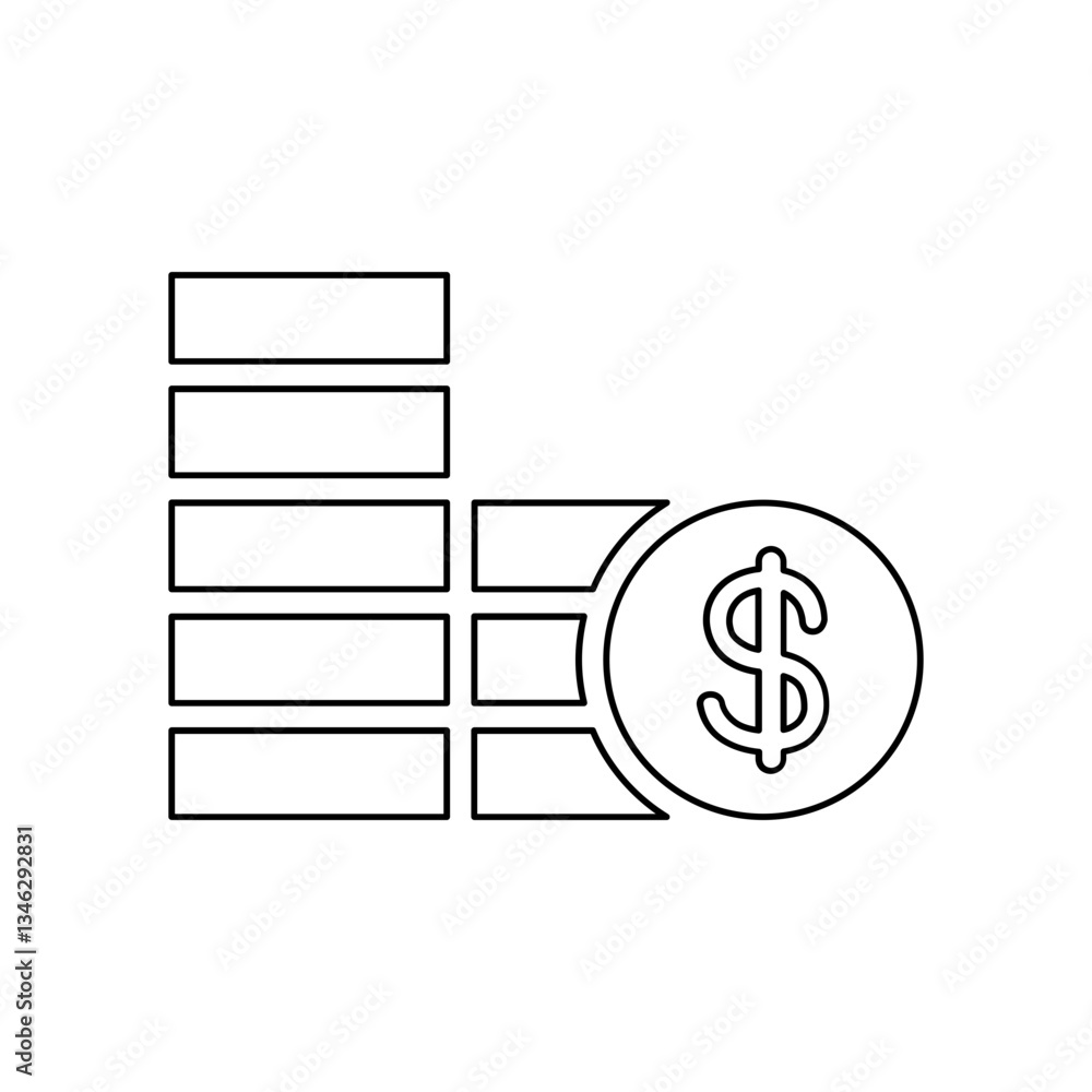 Money icon in line style Money icon in line style