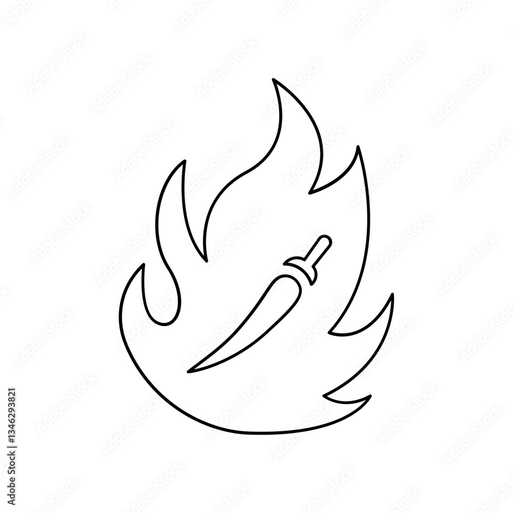 Chili icon in line style Chili icon in line style