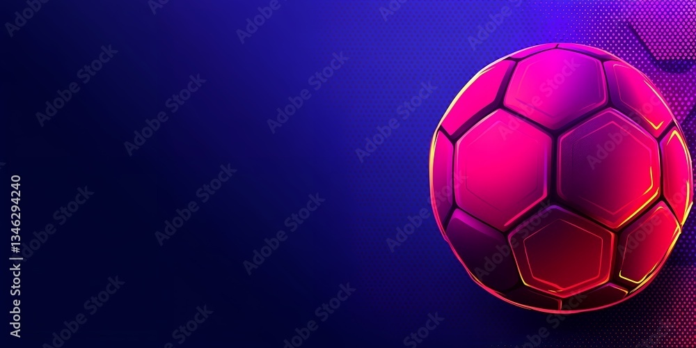 Fototapeta premium Vibrant Pink Soccer Ball on Dark Blue Background Perfect for Sports Graphics