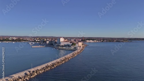 Wallpaper Mural Aerial View of Coastal Town Umag with Promenade and Clear Blue Sea Torontodigital.ca