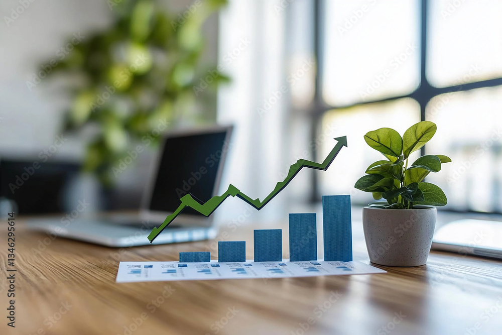 Abstract business growth concept featuring a rising sto Abstract business growth concept featuring a rising sto