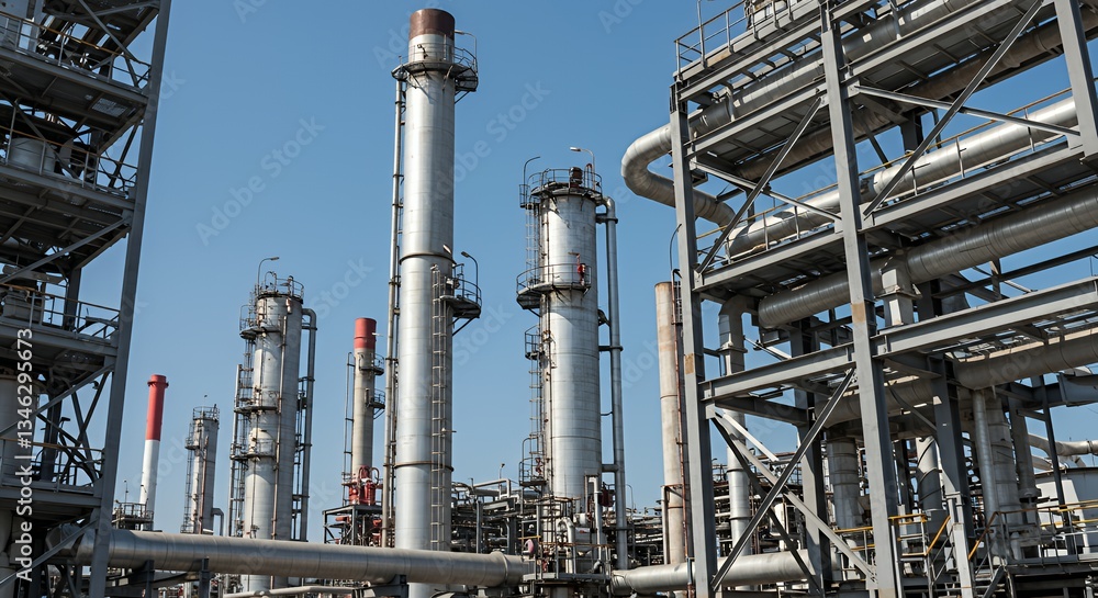 Industrial Oil Refinery with Pipes and Towers Industrial Oil Refinery with Pipes and Towers