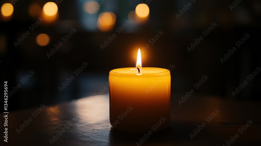 Warm Glow of a Candle Illuminating a Dark Room During an Evening Gathering With Friends Warm Glow of a Candle Illuminating a Dark Room During an Evening Gathering With Friends