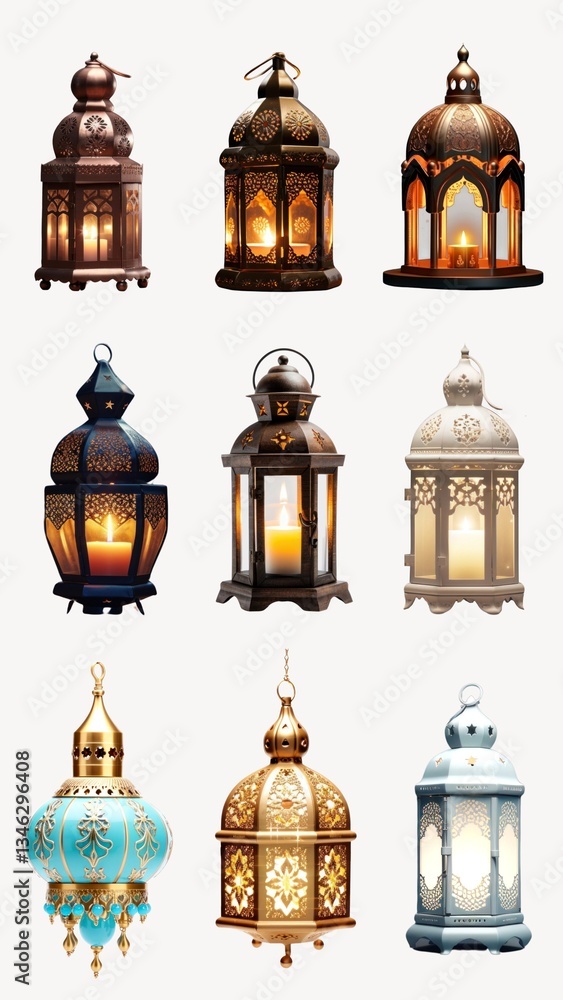 Obraz premium Arabic lantern element set