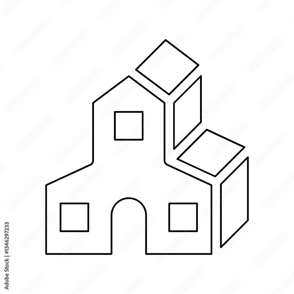 Barn icon in line style Barn icon in line style