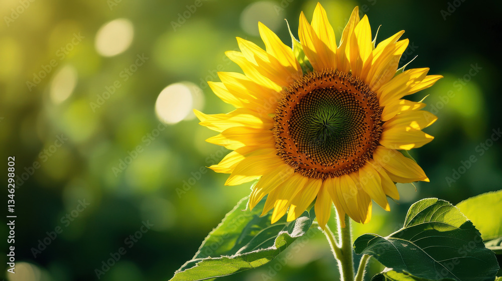 Fototapeta premium Golden Sunflower in Bloom: A Symbol of Youth and Renewal