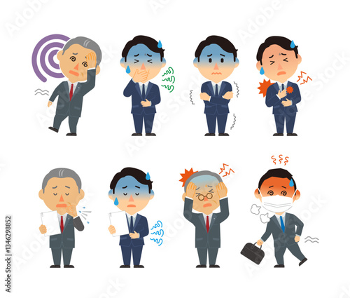 体調不良男性スーツセットSick men in suits. Set