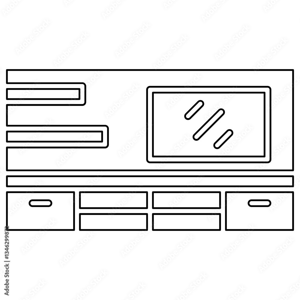 TV shelf icon in line style TV shelf icon in line style
