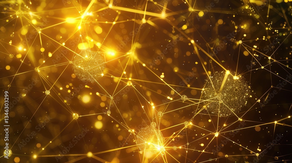 Obraz premium An abstract depiction of ethereal nodes pulsing within a celestial expanse, featuring glowing light patterns and a mesmerizing network of connections.
