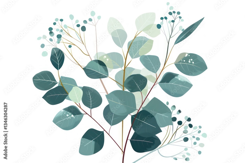 Obraz premium Eucalyptus drawing illustrated graphics.