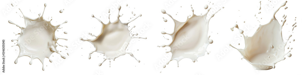 Cascading splashes of milk or cream create dynamic ethereal abstract shapes with a sense of motion and fluidity Cascading splashes of milk or cream create dynamic ethereal abstract shapes with a sense of motion and fluidity