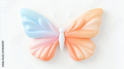 A beautifully crafted butterfly decor in pastel colors showcases a unique design on a plain background, ideal for enhancing any room’s aesthetic appeal