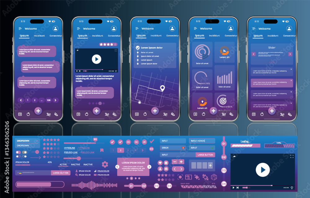 A sleek fitness app interface template featuring responsive design elements, including dashboards, charts, and statistics. Perfect for tracking health, weekly progress, and sports activities