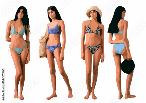 Colorful Women Silhouettes – Modern Vector Illustration