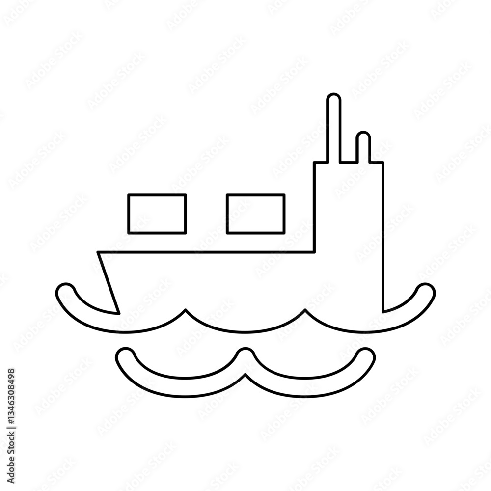 Obraz premium Cargo ship icon in line style