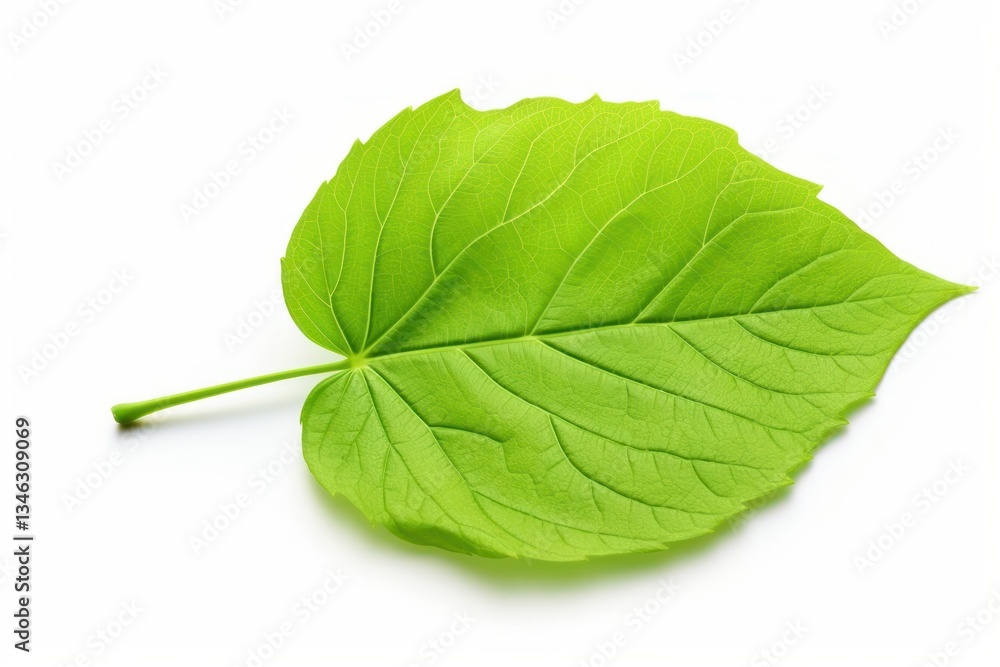 Obraz premium Single Hydrangea leaf plant white background freshness.