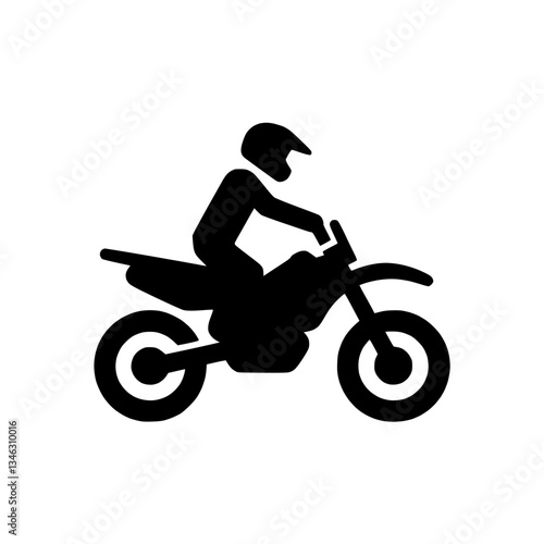 Silhouette icon of a motocross rider on a dirt bike