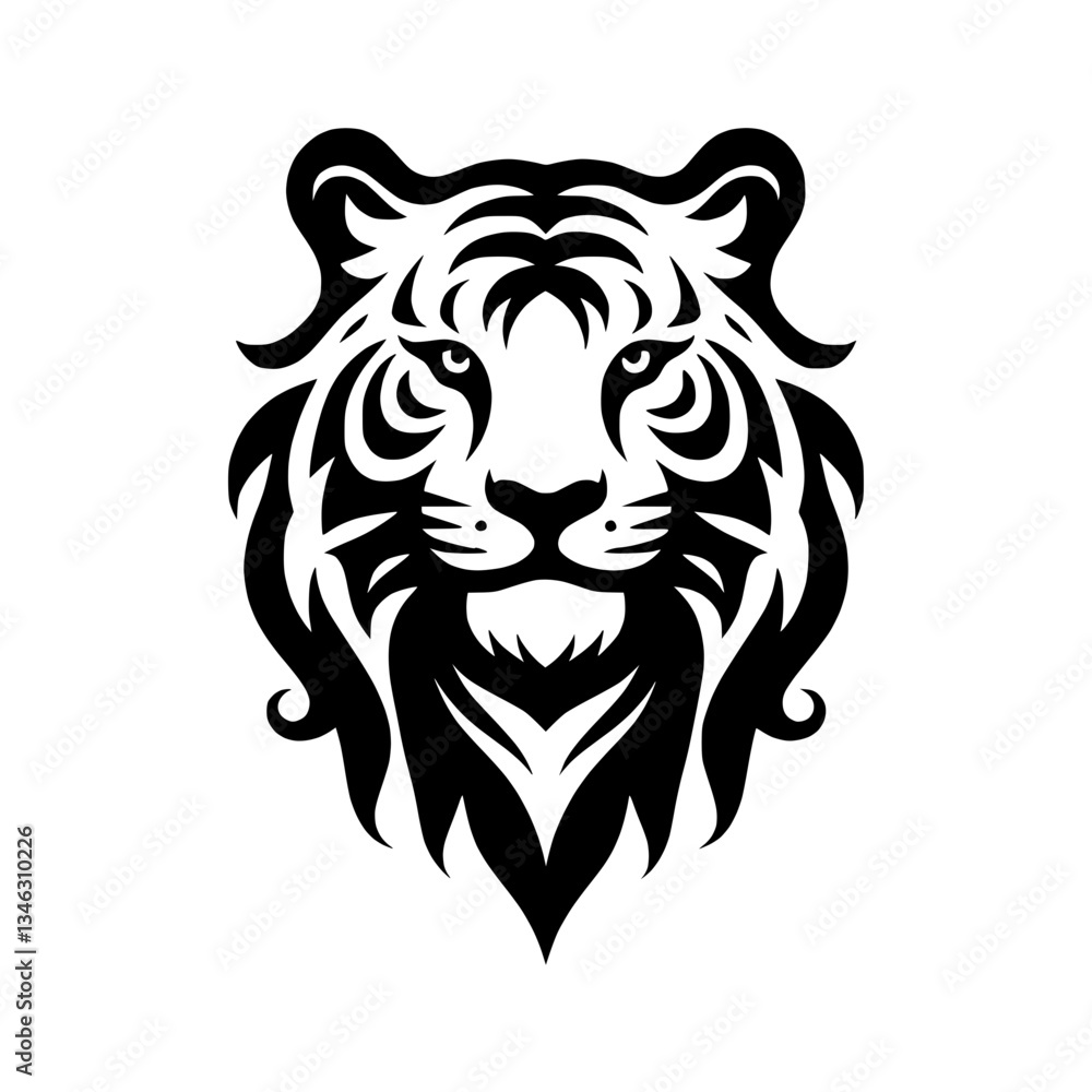 Obraz premium Stylized vector illustration of a tiger's head on a transparent background