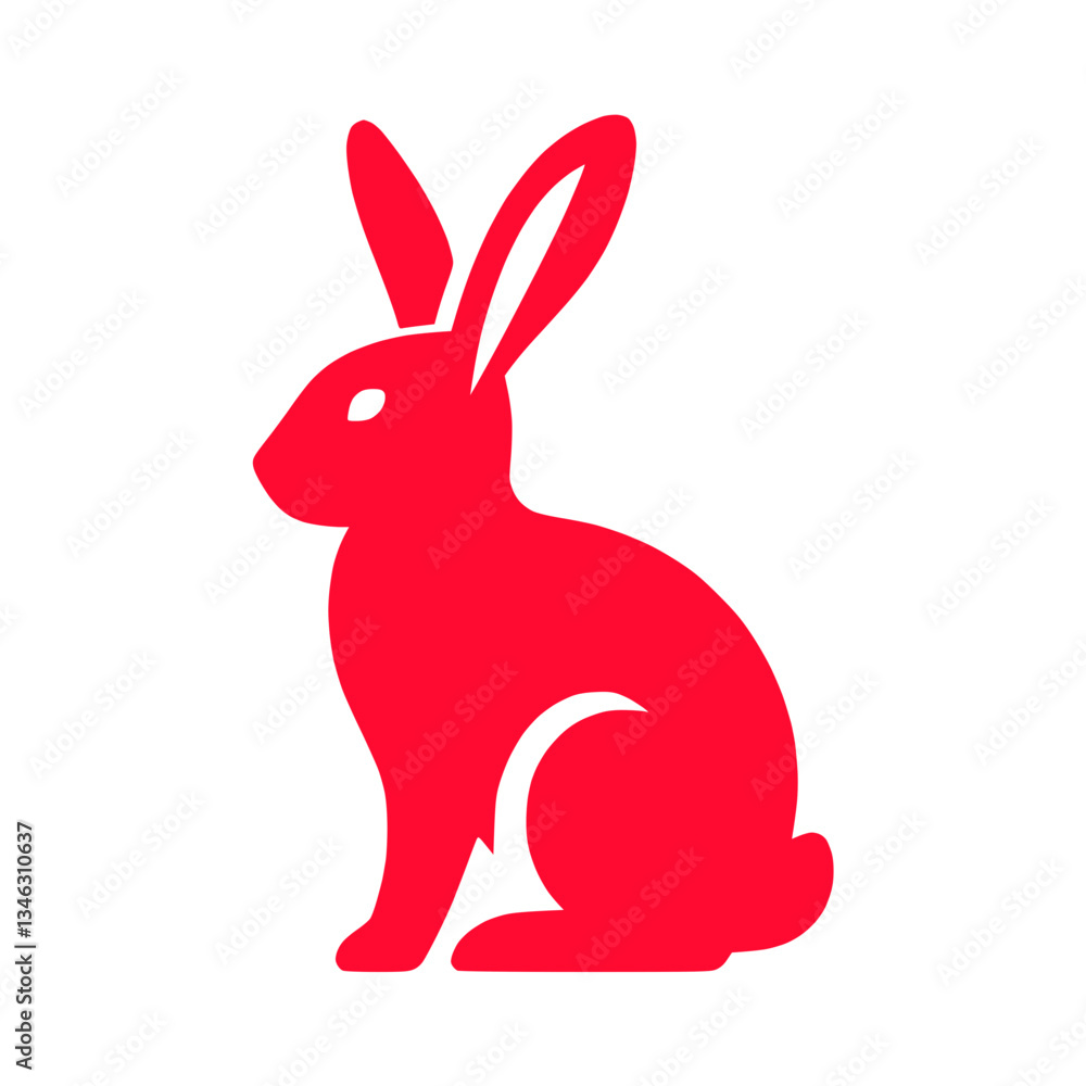 Fototapeta premium Vector illustration of a red rabbit silhouette on a transparent background